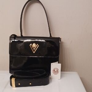 Valentino Orlandi Black Satchel with Gold Details